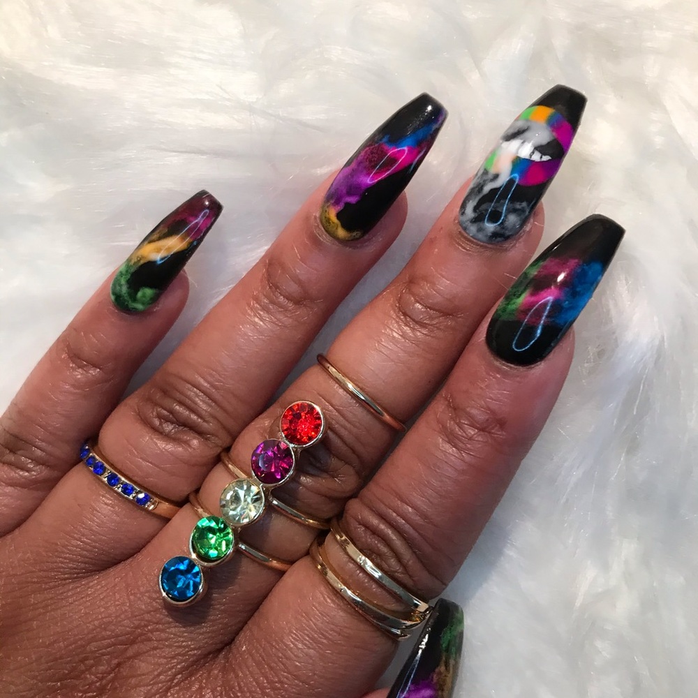 Smoky Rainbow Press on Nails